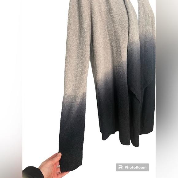 Barefoot Dreams Cozy Lite ombré pewter-black waterfall cardigan small/medium - Picture 4 of 8